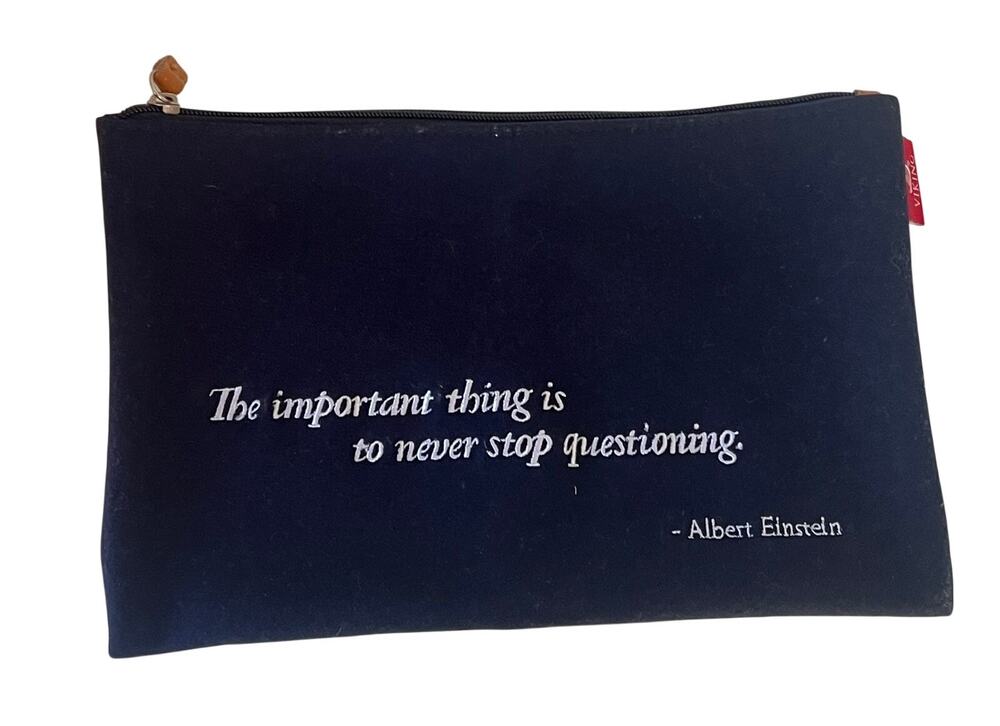 Albert Einstein Quote Zipper Pouch Navy Blue Viking Travel Document Bag